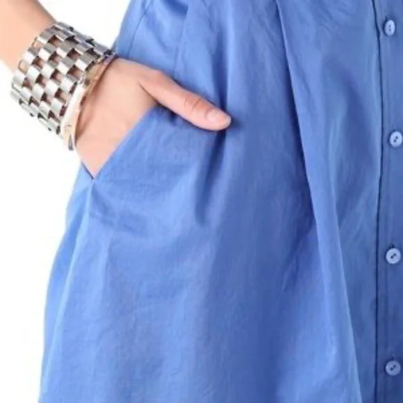 Theory Blue Sleeveless Shirt Dress - 2 - Picture 2 of 8